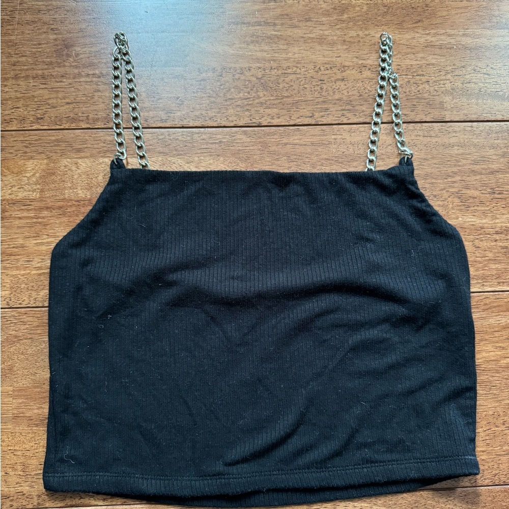 Black Chain Strap Women's Top
